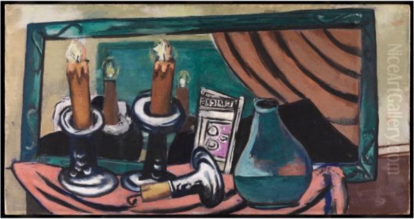 Stilleben mit gesturzter Kerze Oil Painting by Max Beckmann