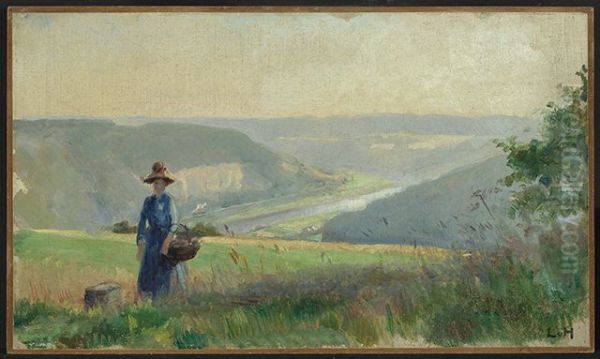 Blick in das Elbtal bei Konigstein Oil Painting by Ludwig Von Hofmann