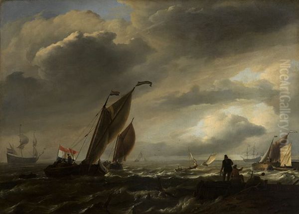 Leicht bewegte See mit Schiffen Oil Painting by Ludolf Bakhuizen