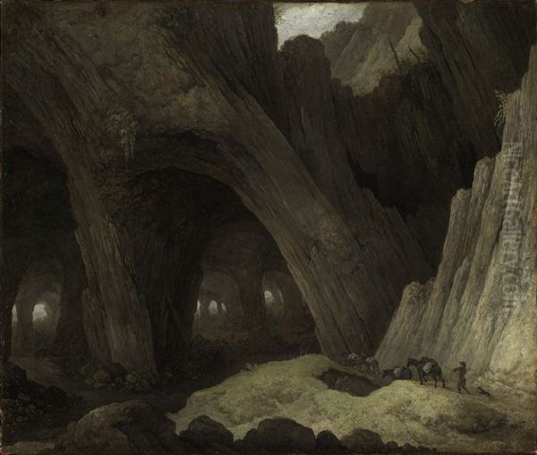 Felsenhohle mit Maultiertreiben Oil Painting by Guillam Dubois