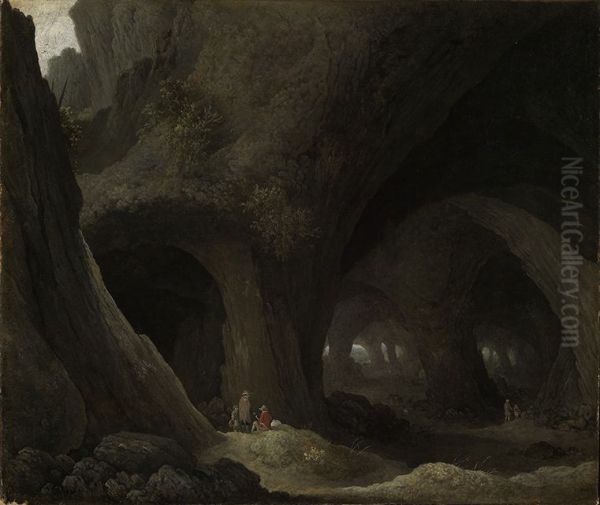 Cave with resting shepherds Oil Painting by Guillam Dubois