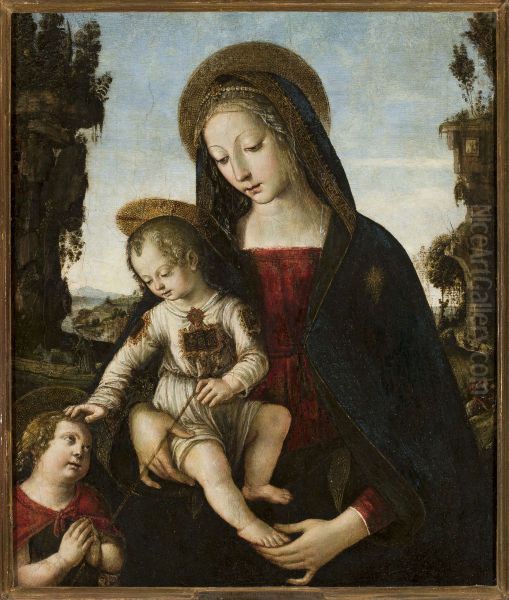 Madonna with Child Jesus and St. John Oil Painting by Pinturicchio