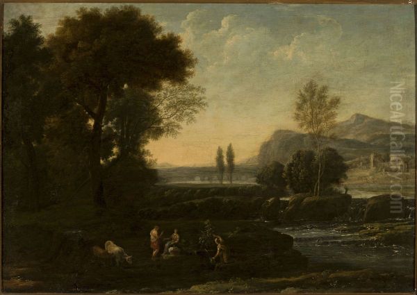 Landscape with shepherds Oil Painting by Claude Lorrain