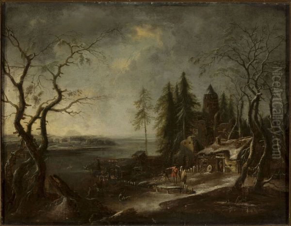 Winter landscape Oil Painting by Francesco Foschi