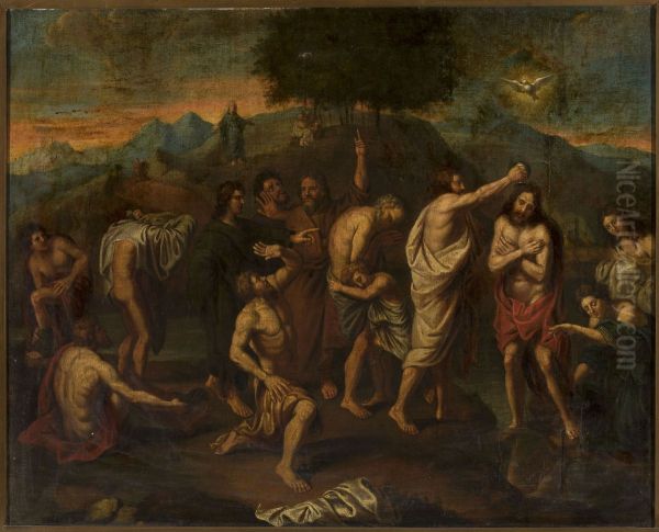 Baptism of Christ Oil Painting by Nicolas Poussin