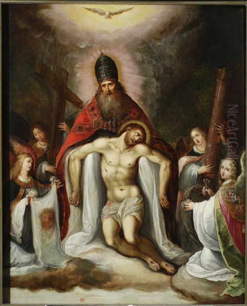 Holy Trinity (Throne of Grace) Oil Painting by Frans Francken the Younger