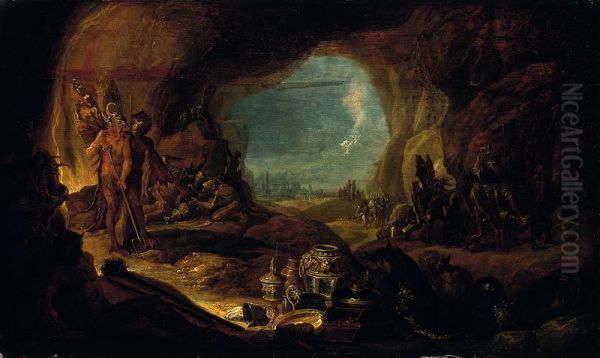 Rich man descending into hell Oil Painting by Cornelis Saftleven