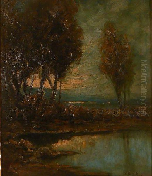 Paesaggio Lacustre Oil Painting by Vittorio Bussolino