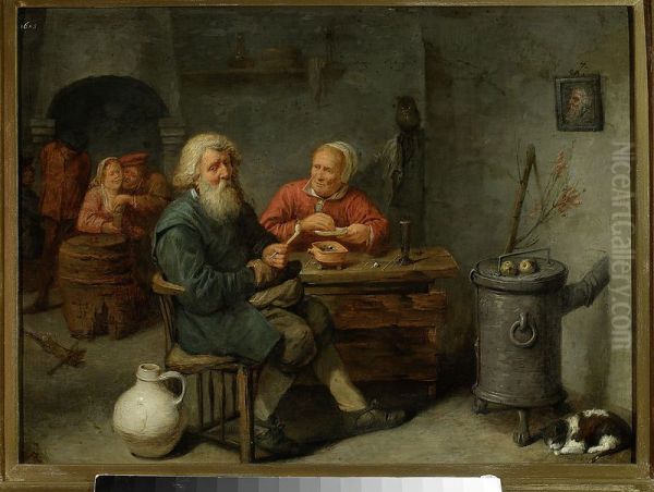 Scene in a tavern Oil Painting by David Ryckaert III