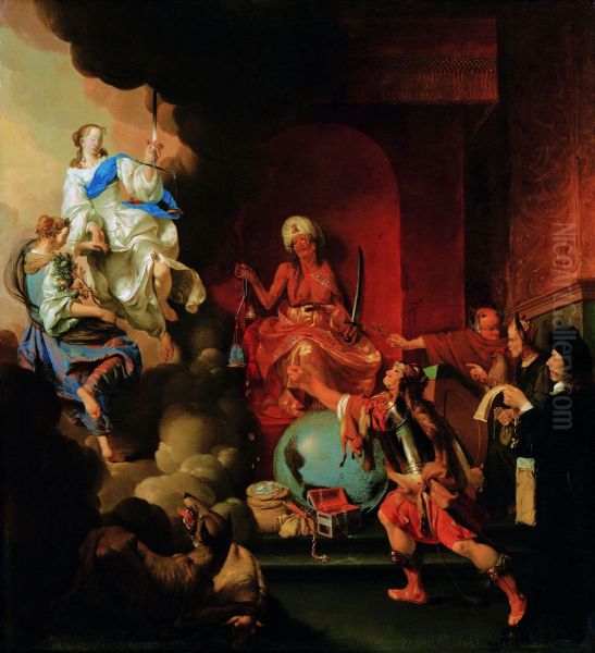 Allegory of enthroned injustice Oil Painting by Ary de Vois