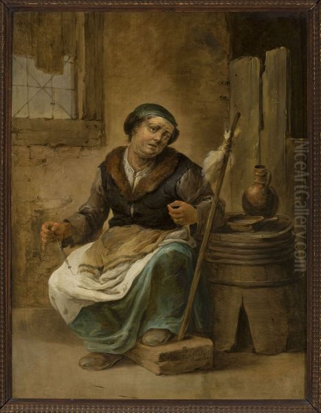 Spinner Oil Painting by Adriaen van Ostade