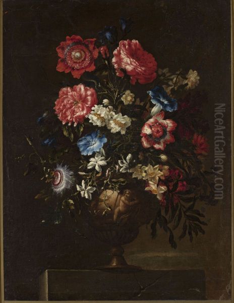 Still life with flowers Oil Painting by Giovanni Paolo Castelli