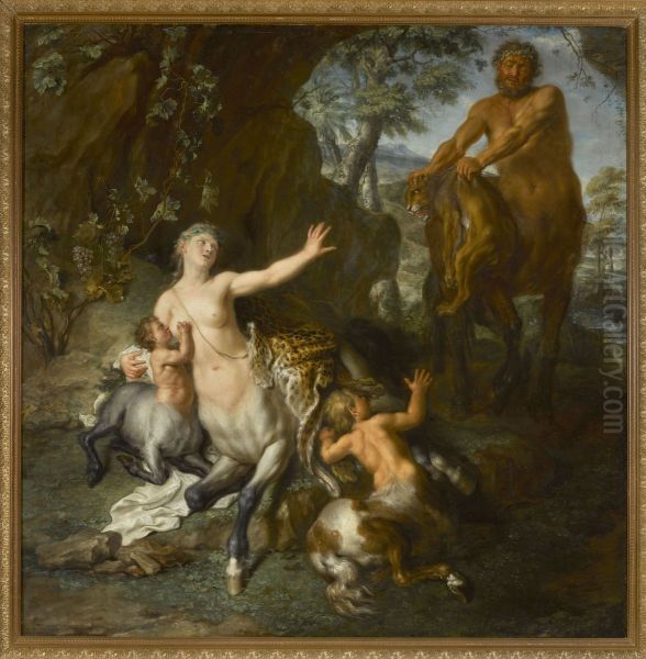 Family of centaurs Oil Painting by Louis de Silvestre