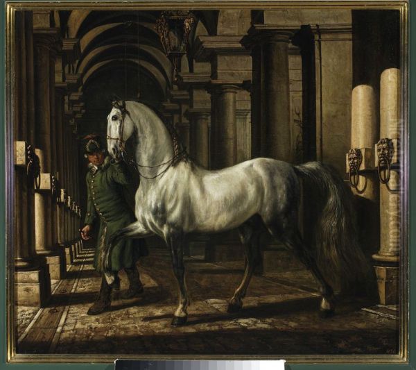 Stable boy leading a horse Oil Painting by Bernardo Bellotto