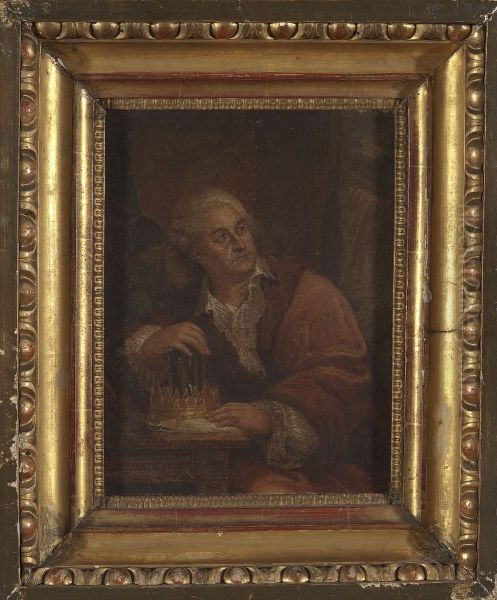 Portrait of Stanislaw August Poniatowski with hourglass Oil Painting by Marcello Bacciarelli