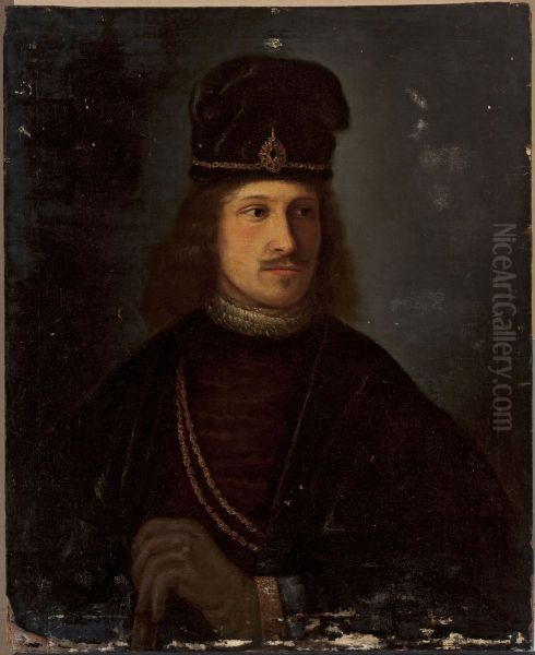 Portrait of a man in a tall cap Oil Painting by Rembrandt