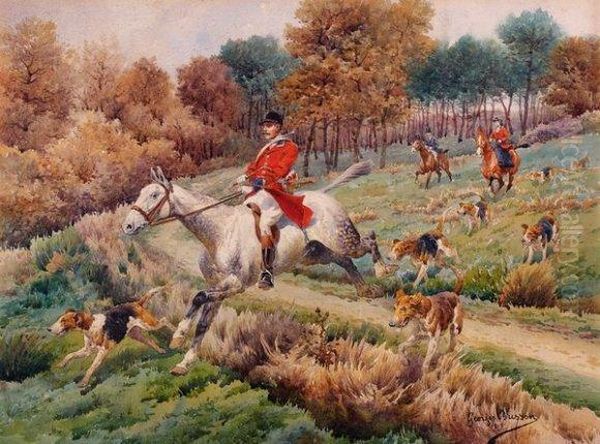 Scene De Chasse A Courre Oil Painting by Georges Louis Ch. Busson