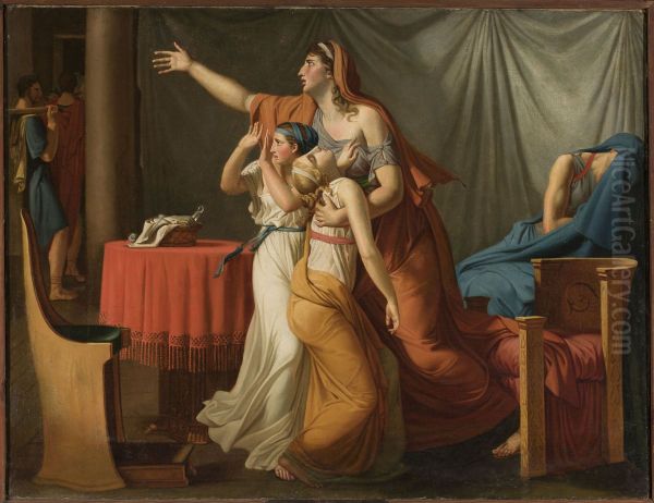 Lictors bring to Brutus the bodies of his sons Oil Painting by Jacques-Louis David