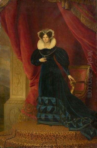 Portrait of Luise Wilhelmine of Prussia, queen of the Netherlands, wife of William I Oil Painting by Jan Baptist Van Der Hulst