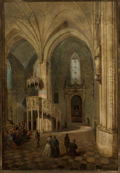 Interior of St. John's Cathedral in Warsaw Oil Painting by Marcin Zaleski