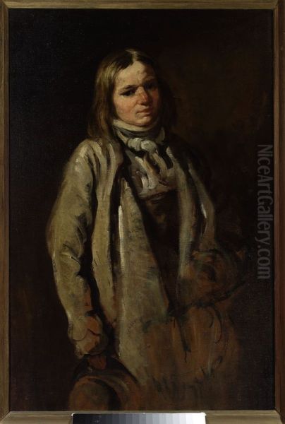 Study of a village boy Oil Painting by Piotr Michalowski