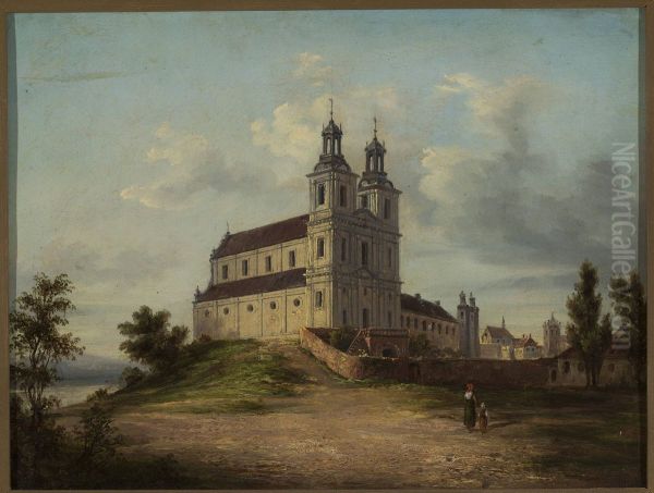 Pauline church and monastery at Skalka, Krakow Oil Painting by Adolf Kozarski