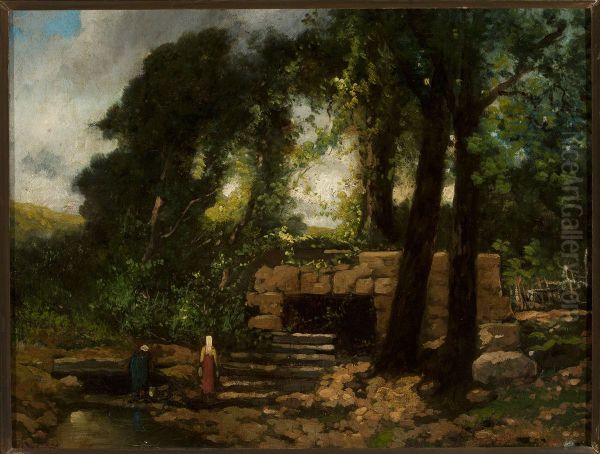 Landscape with ruins Oil Painting by Narcisse Virgilio Diaz