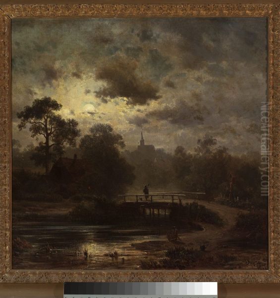 Landscape by moonlight Oil Painting by Jules Dupre