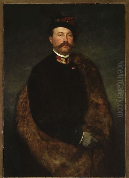 Portrait of Maksymilian Rodakowski, artist's brother Oil Painting by Henryk Rodakowski