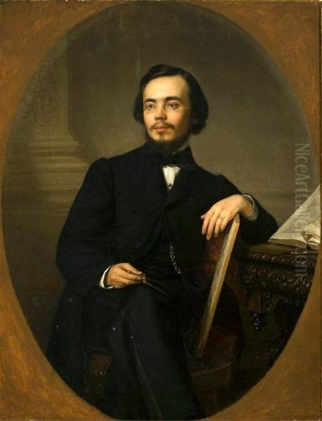 Portret Aleksandra Waszkowskiego, czlonka Rzadu Narodowego w 1863 r. Oil Painting by Jozef Simmler