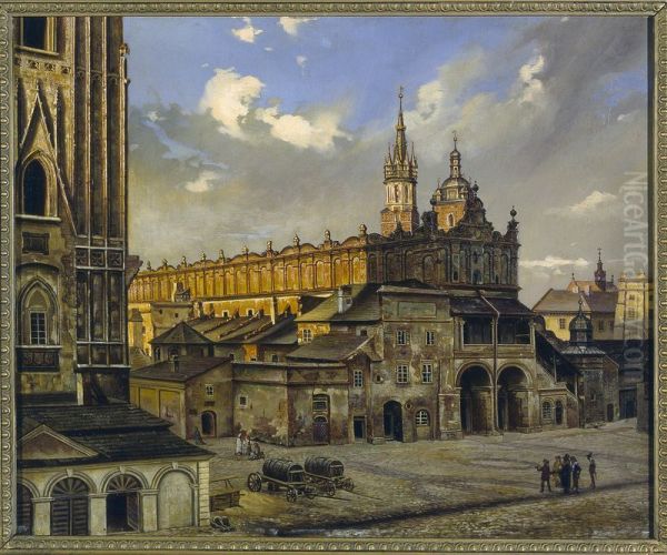 Sukiennice (Cloth Hall) in Krakow Oil Painting by Aleksander Gryglewski