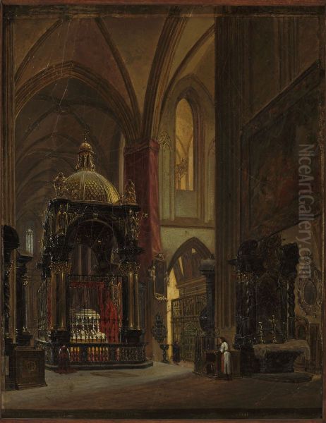 Interior of the Wawel Cathedral Oil Painting by Aleksander Gryglewski