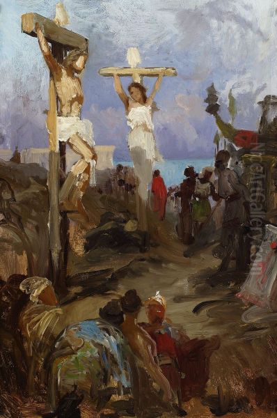 Christian Golgotha, sketch Oil Painting by Henryk Siemiradzki