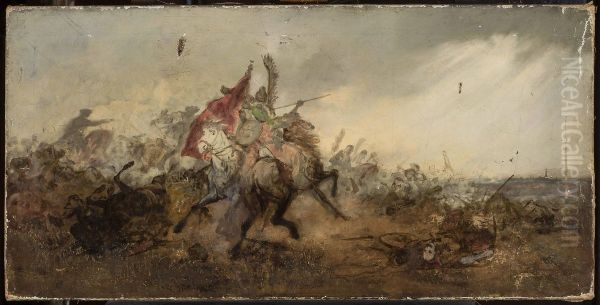 Battle of Vienna, sketch Oil Painting by Tadeusz Rybkowski