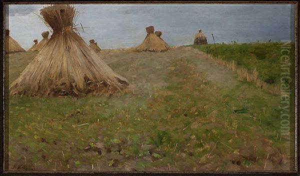 Sheaves in the field Oil Painting by Stanislaw Witkiewicz