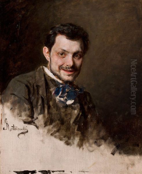 Portrait of the artist, Waclaw Szymanowski (1859-1930) Oil Painting by Stanislaw Jakub Rostworowski