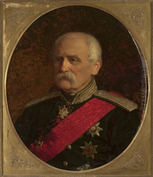 Portrait of major general Stanislaw Kierbedz, engineer Oil Painting by Johann Koler