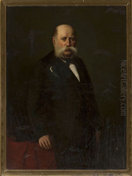 Portrait of a man with grey side-whiskers Oil Painting by August Frind