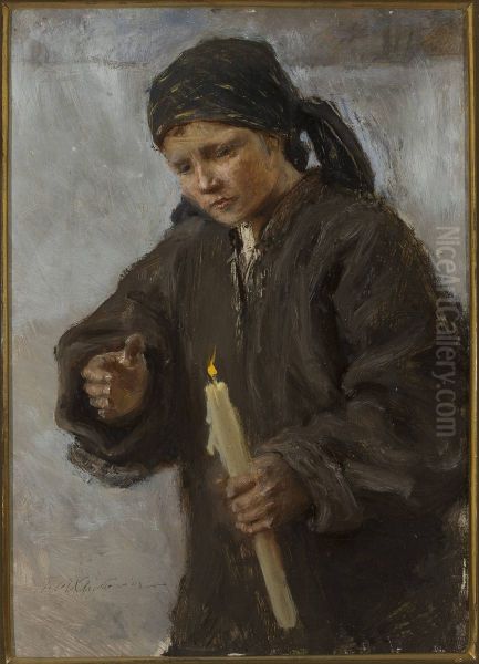 For the Candlemas Oil Painting by Teodor Axentowicz