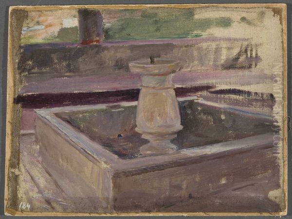 Fountain in the khan's palace in Bakhchisaray. From the journey to Crimea Oil Painting by Jan Ciaglinski