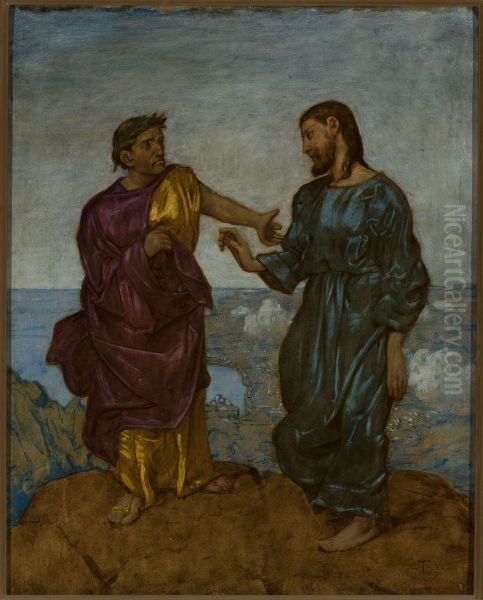 Temptation of Christ Oil Painting by Hans Thoma