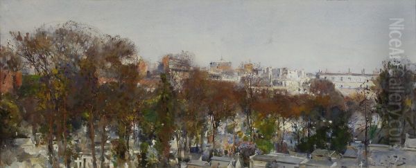 Cmentarz Montmartre w Paryzu. Oil Painting by Julian Falat