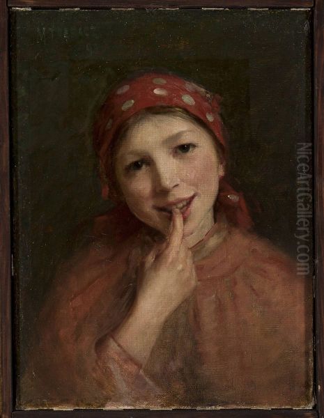 Peasant girl Oil Painting by Maurycy Trebacz