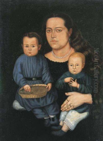 Sra. Da. Francisca Valdivia De Chavez E Hijos Oil Painting by Hermenegildo Bustos