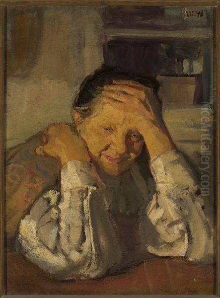 Portrait of artist's mother Oil Painting by Wojciech Weiss