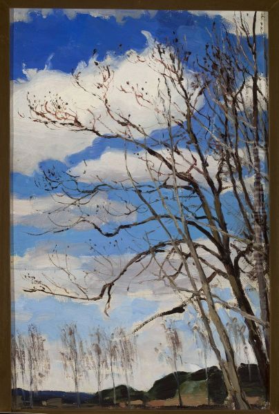 Trees against the sky Oil Painting by Ferdynand Ruszczyc