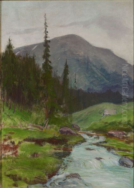 Mountain landscape Oil Painting by Wladyslaw Slewinski