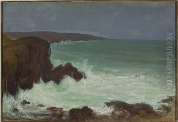 Storm of waves Oil Painting by Wladyslaw Slewinski