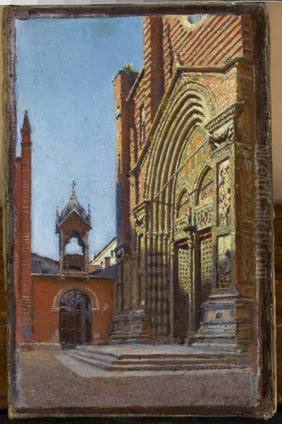 Portal der Kirche Sant'Anastasia in Verona Oil Painting by Aleksander Gierymski