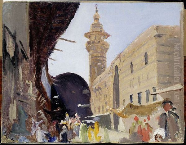 Entry to the bazaar in Damascus. From the journey to Palestine Oil Painting by Jan Ciaglinski